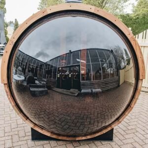 sauna exterieur bois devant